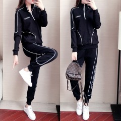 春季套裝女運(yùn)動服套裝女2020新款時(shí)尚休閑套裝女顯瘦兩件套情侶裝