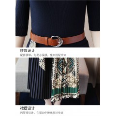 2019秋裝新款女針織衫印花百褶中長(zhǎng)款連衣裙Z1584