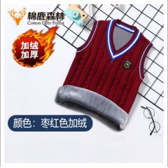 寶寶毛衣加絨加厚馬甲兒童童裝秋冬保暖毛線(xiàn)背心男女童中大童坎肩